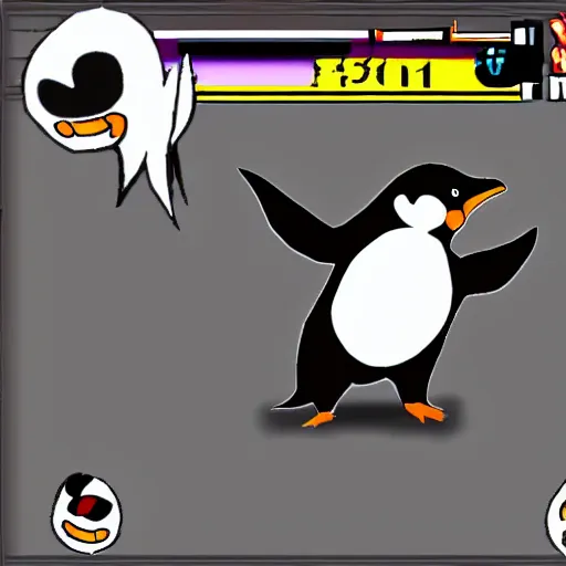 Image similar to penguin in the style of Street Fighter 4