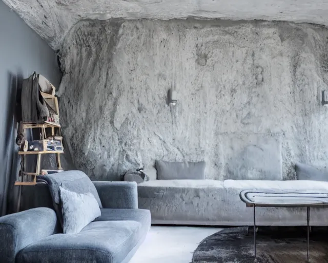 Image similar to Liminal space underwater, stucco walls, clean floors, maximalist, cosy