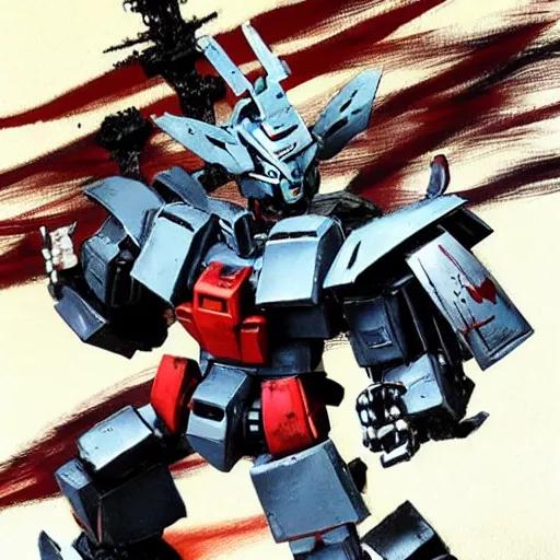 Prompt: samurai gundam robot by ashley wood h - 5 0 4 w - 1 0 2 4