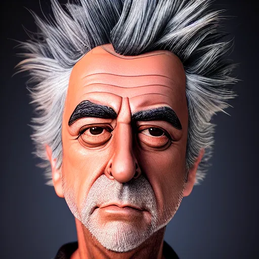 Image similar to rick sanchez closeup photograph dslr photorealistic, studio lighting, ektachrome, detailed, intricate, face detail, perfect face, fine detailes, realistic shaded, fine - face, pretty face