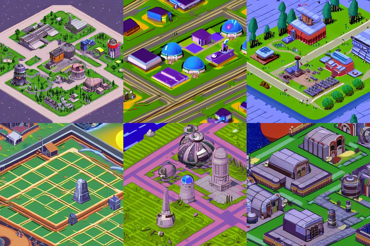 Isometric View Of The Whole Of A Small Town On A Stable Diffusion 