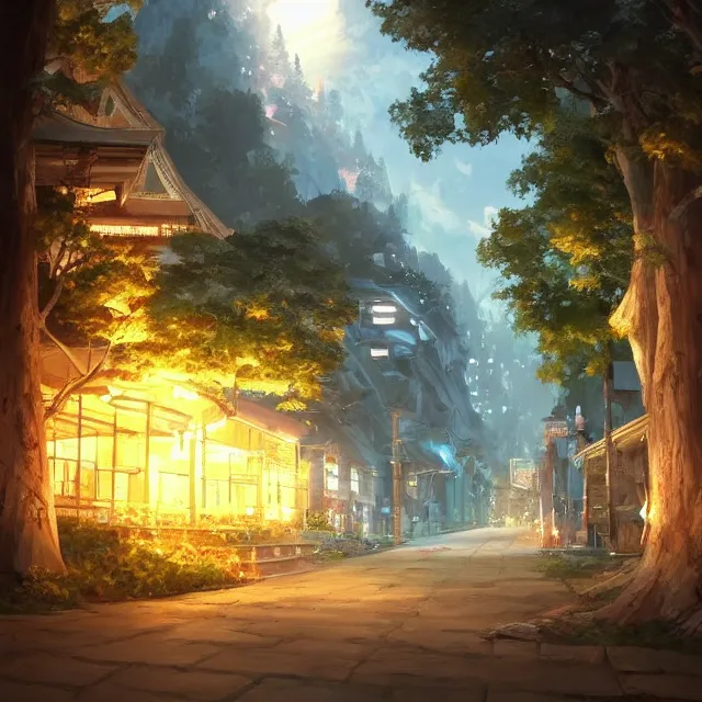 Image similar to detailed 風 景 + luminescent 背 景 + scenery artwork 厚 塗 り, artstation!! pixiv!!