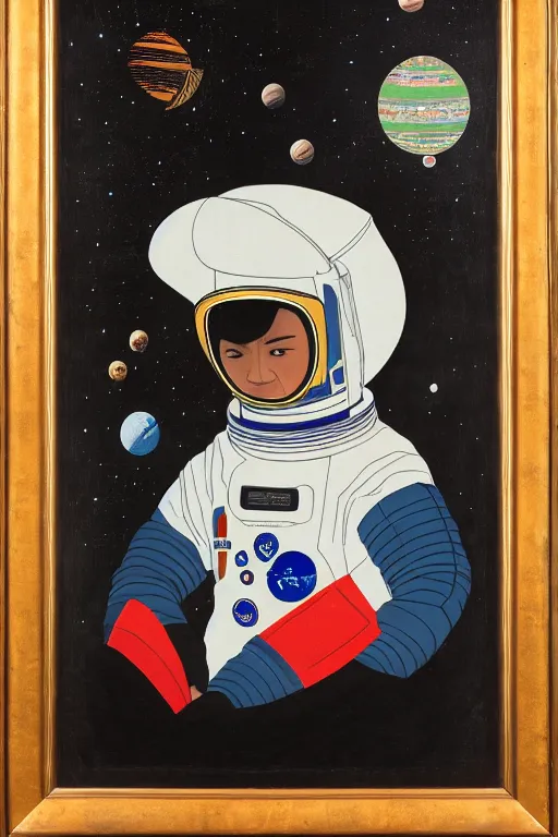 Prompt: portrait of a astronaut in astronaut helmets, by chinese meticulous painting