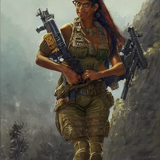 Image similar to Mia Khalifa as a soldier, closeup character art by Donato Giancola, Craig Mullins, digital art, trending on artstation