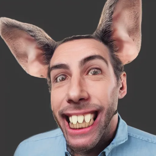 Prompt: a realistic photo of a man with big ears