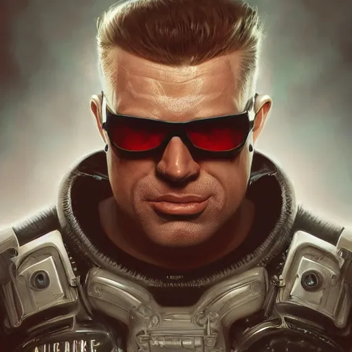 Prompt: !dream Duke Nukem 3D,square jaw!!!!! intricate, cinematic lighting, highly detailed, digital painting, concept art, smooth, sharp focus, illustration, art by Artgerm and Greg Rutkowski, Cgsociety