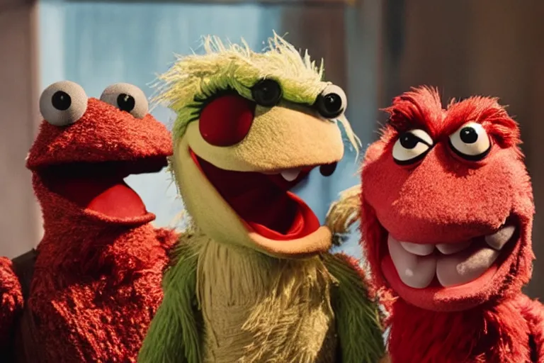 Prompt: ASH Vs Evil Dead Muppets