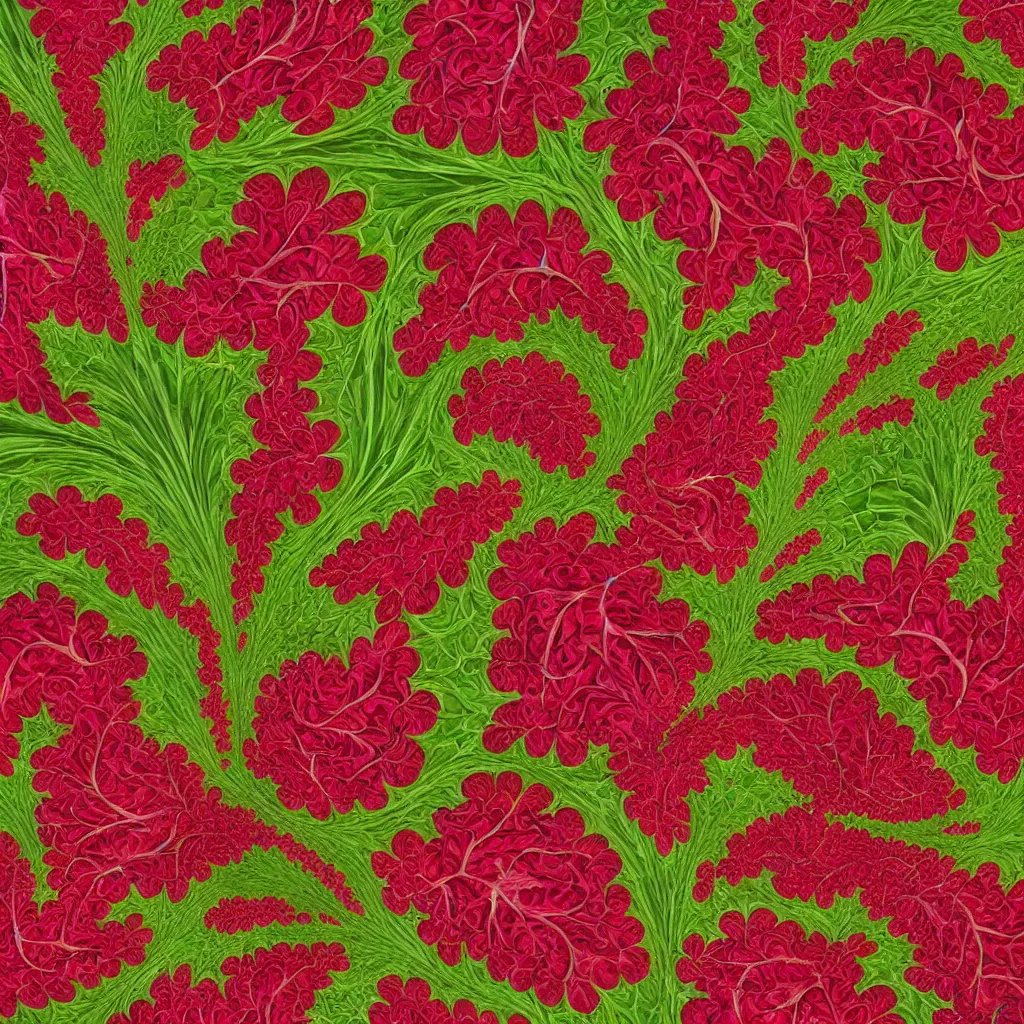 Image similar to high fashion haute couture scaled bananas, and form a complex fractal vegetable foliage, with red petals and shiny stems, mesh roots, hyper real, food photography, high quality