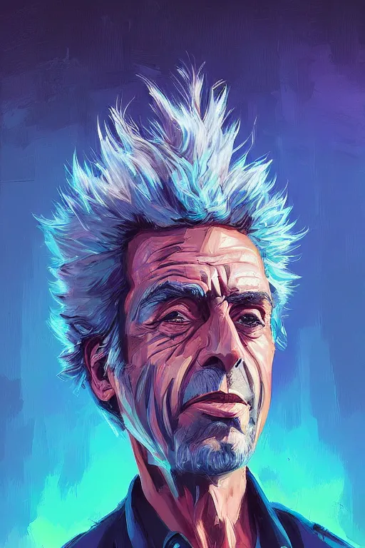 Prompt: portrait of rick sanchez, by alena aenami, by ross tran, digital art painting