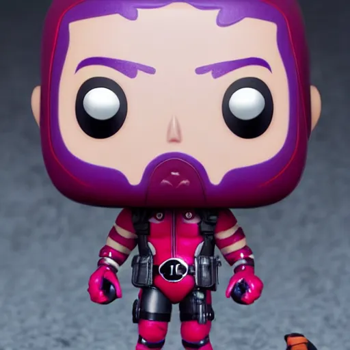 Prompt: Purple Deadpool Funko Pop, figurine, 24mm lens, high resolution 8k, studio lighting