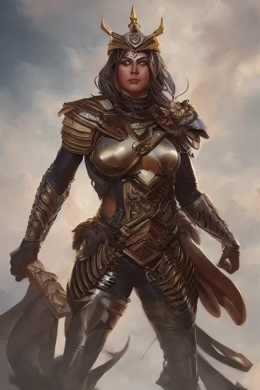 Image similar to amazon valkyrie athena, d & d, fantasy, portrait, highly detailed, headshot, digital painting, trending on artstation, concept art, sharp focus, illustration, art by artgerm and greg rutkowski and magali villeneuve