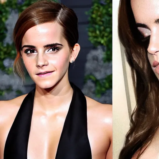 Prompt: Emma Watson and Kim Kardashian hybrid