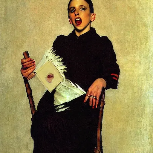 Prompt: portrait of lady gaga by norman rockwell