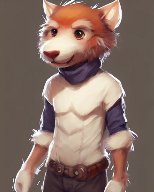 Image similar to character concept art of a cute young male anthropomorphic furry | | cute - fine - face, pretty face, key visual, realistic shaded perfect face, fine details by stanley artgerm lau, wlop, rossdraws, james jean, andrei riabovitchev, marc simonetti, and sakimichan, trending on artstation