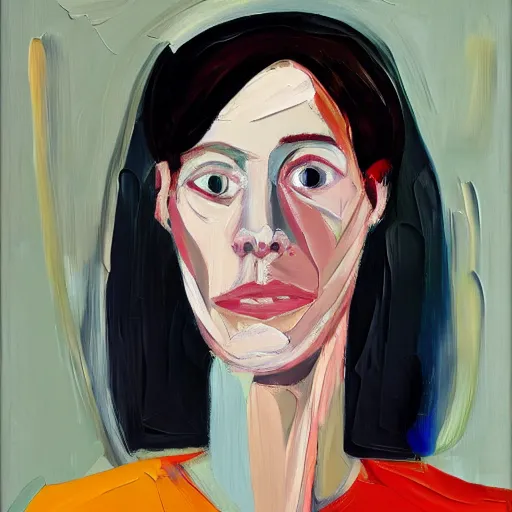 Prompt: a portrait a very ordinary person, by Chantal Joffe, abstract oil painting, anatomically correct, beautiful perfect face, large brushstrokes, sharp focus, Highly Detailed