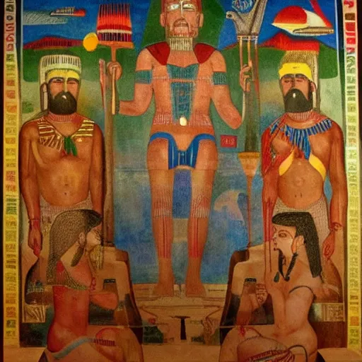 Image similar to elon musk as sumerian mural