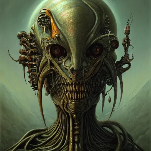 Prompt: a portrait of a beautiful biomechanical Morty, horror concept art by giger and beksinski and szukalski and wlop and pete mohrbacher, digital art, highly detailed, intricate, sci-fi, sharp focus, Trending on Artstation HQ, deviantart, unreal engine 5, 4K UHD image