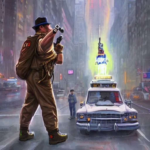 Image similar to the ghostbusters marshmallow man wearing timberlands and a yankee hat smoking a joint walking threw new york city, highly detailed portrait, digital painting, artstation, concept art, smooth, sharp foccus ilustration, artstation hq