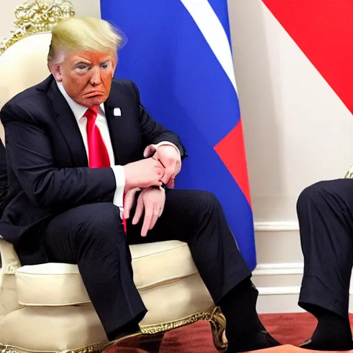 Image similar to trump sitting on putin's lap