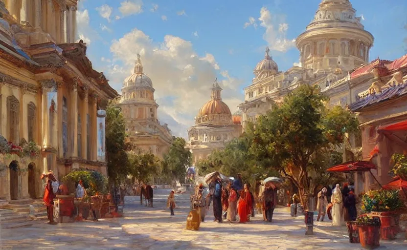 Prompt: Ancient Neoclassical Town. By Konstantin Razumov, highly detailded