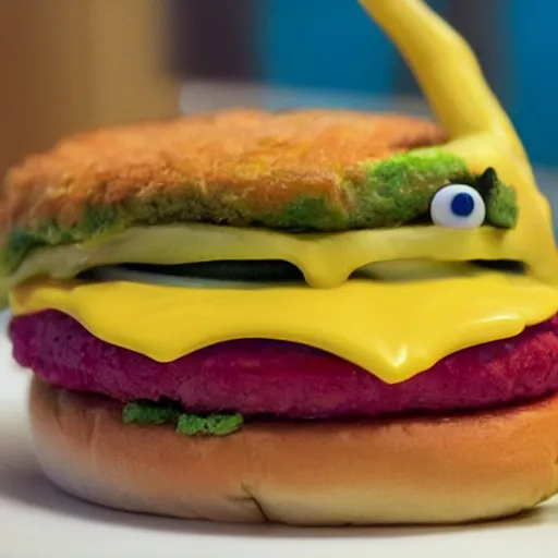 Prompt: A Mike Wackowski themed cheeseburger