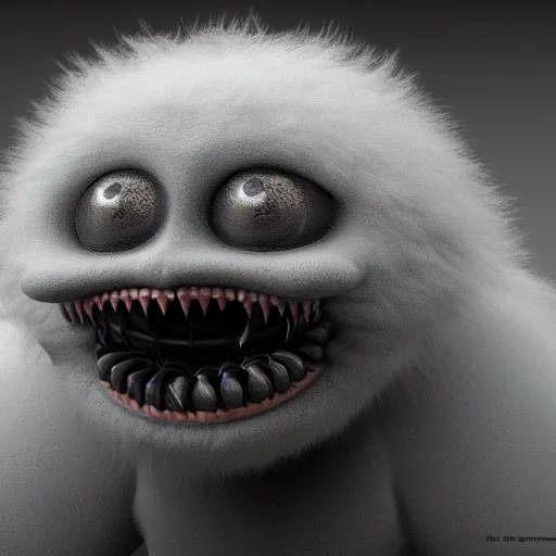 Prompt: cute chthonic fluffy monster by Giger, vray render, 50mm lens, bottom angle