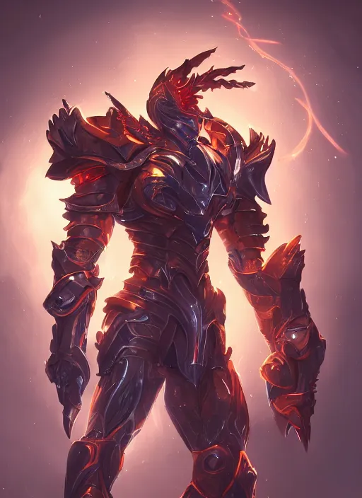 Image similar to a highly detailed illustration of cyber mechanical paladin with flaming plume, with arm blades, with light cracks throughout armor, dramatic charging pose, intricate, elegant, highly detailed, centered, digital painting, artstation, concept art, smooth, sharp focus, league of legends concept art, WLOP