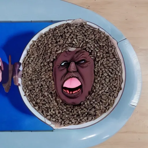 Image similar to boris johnson baked into a bowl of beans