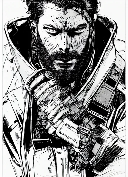 menacing bearded cyberpunk mercenary in tactical | Stable Diffusion ...