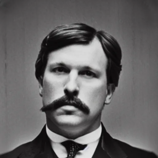 Image similar to a photograph of tucker carlson taken in 1 8 9 4