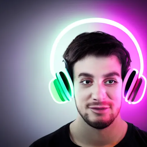 Prompt: neon dubstep lover wearing headphones