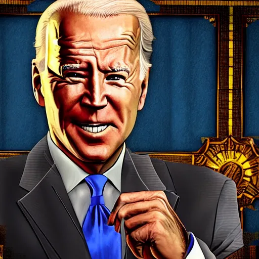 Prompt: joe biden in the video game fallout new vegas, award winning digital art