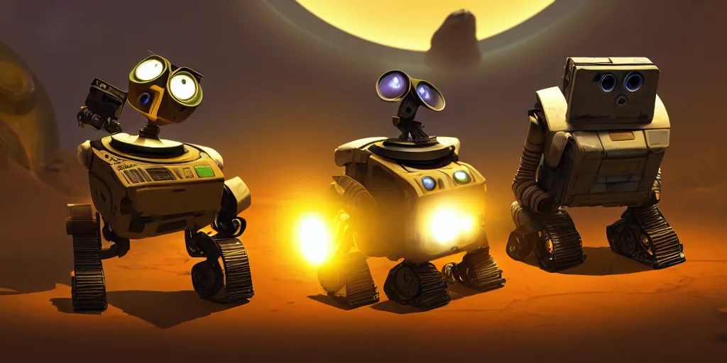 Image similar to selfie of wall - e as a outer wilds character, outer wilds screenshot, unreal engine, digital art