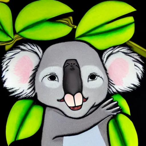 Prompt: portrait of a drunk koala award winning art, nft - style art, cartoon, detailed