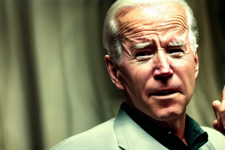 Image similar to film still frame of biden in the worst scene in requiem-for-a-dream, high quality