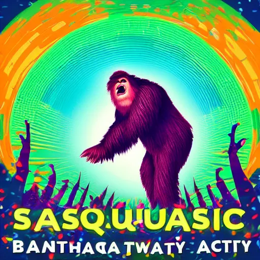 Prompt: sasquatch bigfoot dance party rave