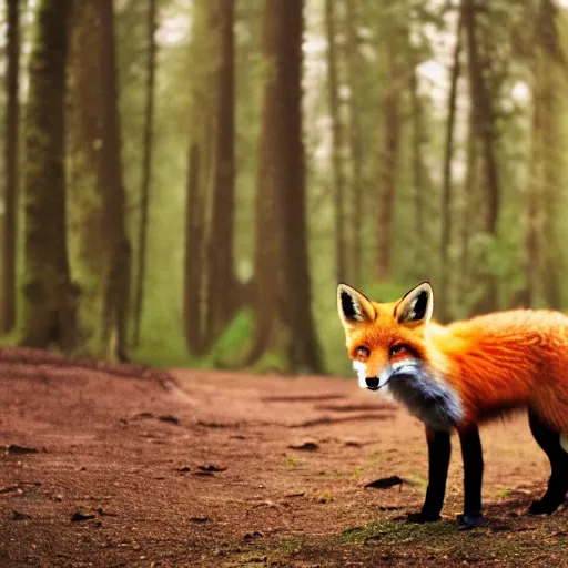 Image similar to a fox in the forest, fujifilm provia 100f, realistic photo