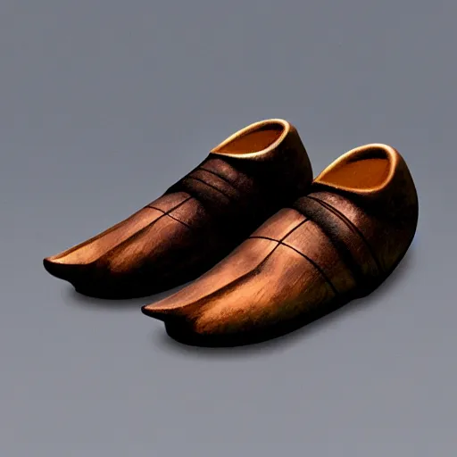 Prompt: medieval turnshoes, product design, studio