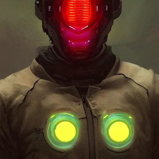 Prompt: yong boy destroyed to pieces with glowing yelow visor as a realistic scifi cyberpunk, torso, art by james jean and greg rutkowski!!, realistic face, like anime, digital art, concept art, trending on artstation, 8 k