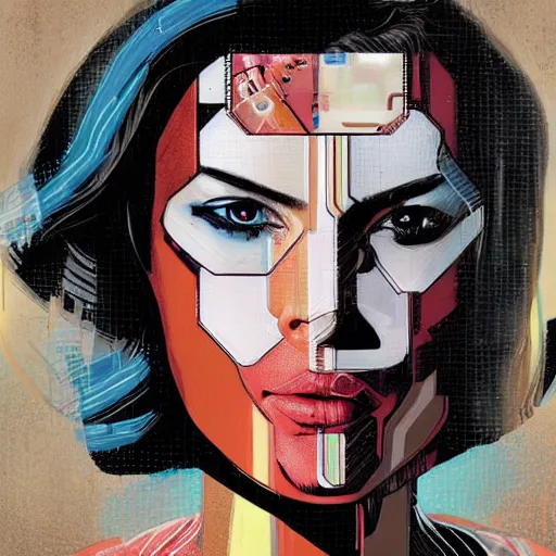 Image similar to portrait of a female android, by MARVEL comics and Sandra Chevrier, 8k