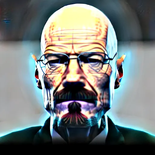 Image similar to walter white in metaverse , 3d render , octane render , 4k , HD , realistic