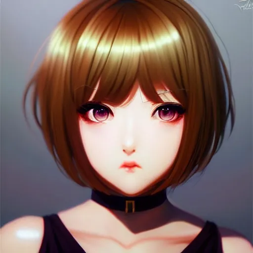Prompt: cute girl short silky hair velvet film occlusion shadow specular reflection rim light unreal engine artstation pinterest art by hiroaki samura range murata and ilya kuvshinov intricate highly detailed 8 k art deco illustration realistic extremely beautiful shape of face neck shoulders eyes