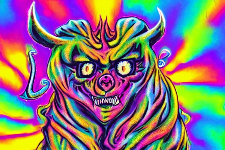 Prompt: actual demon, lisa frank style