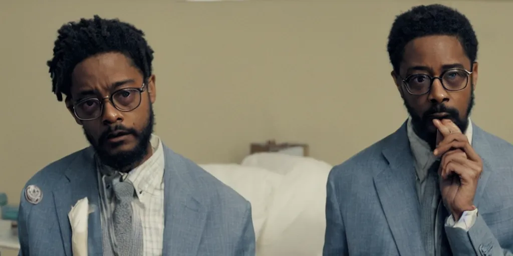 Prompt: Lakeith Stanfield as Malcom X in 'MALCOM' (2021), movie still frame