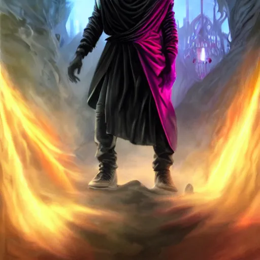 Prompt: chronomancer kanye west at the edge of reality, magic the gathering artwork