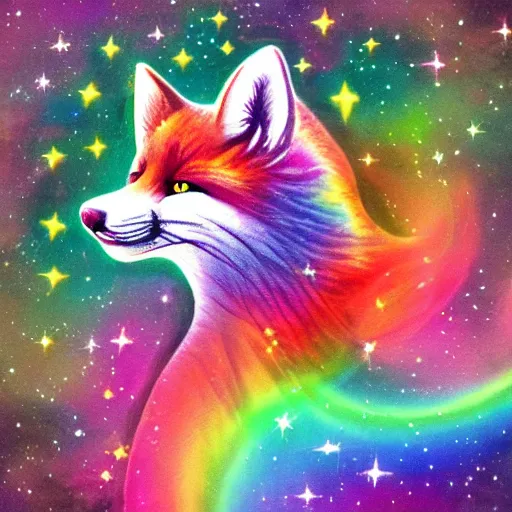 Image similar to rainbow cosmic fox