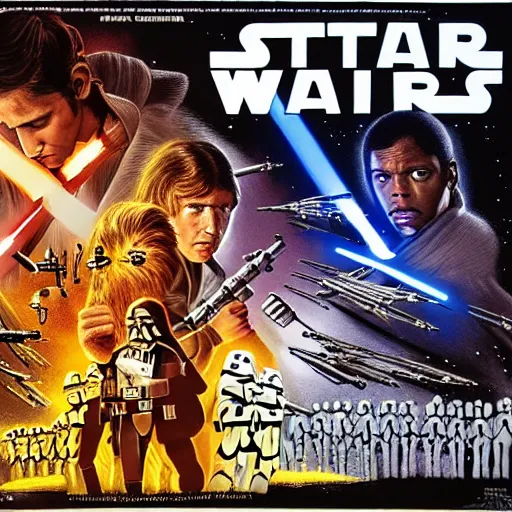 Image similar to Star Wars movie poster hand drawn by J.R.R. Tolkien