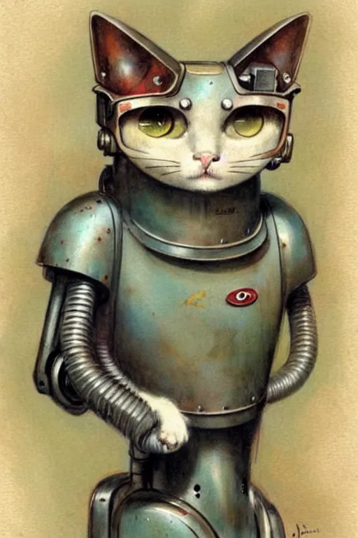 Image similar to ( ( ( ( ( 1 9 5 0 s retro robot cat. muted colors. ) ) ) ) ) by jean - baptiste monge!!!!!!!!!!!!!!!!!!!!!!!!!!!!!!