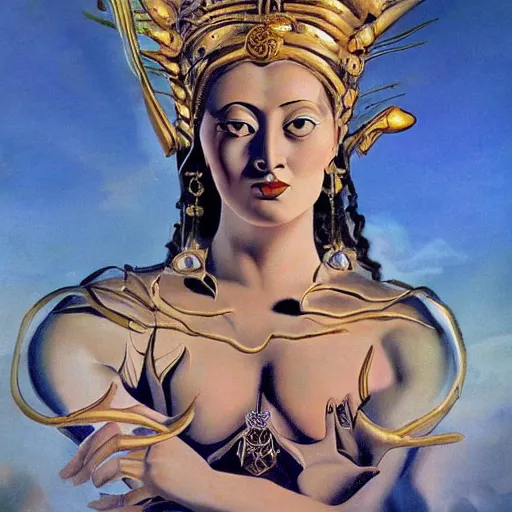 Image similar to a goddess mystic female warrior leader by salvador dali digital artwork business leader