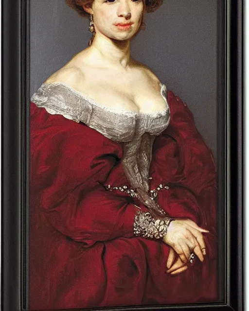 Prompt: portrait pf young beautiful woman by Rubens